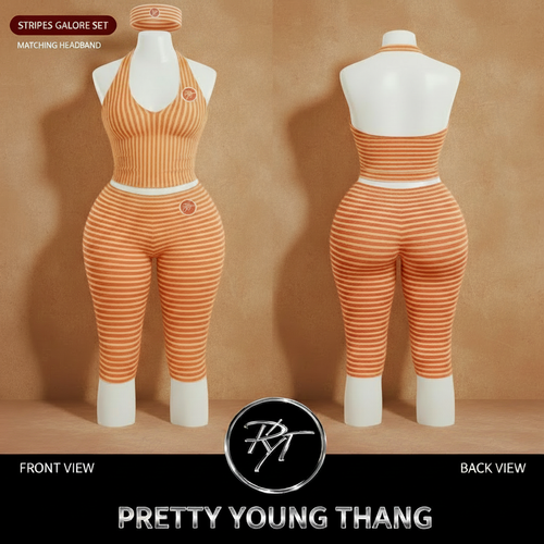 Stripes Galore Set - Peach/Yellow with Headband Retry